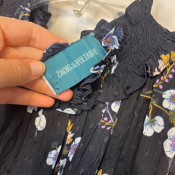 Rebecca Taylor Button Back Keyhole High Neck Silk Swiss Dot Floral Blouse Sz M - Picture 5 of 9